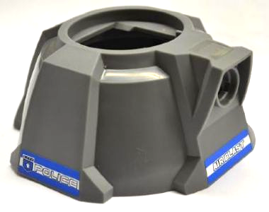 Lego Air Blast Launcher Base (Racers) with Police White Star Badge and 'POLICE' on Both Sides and White 'AIR BLAST' Pattern (Stickers) - Set 8221 / Dark Bluish Gray