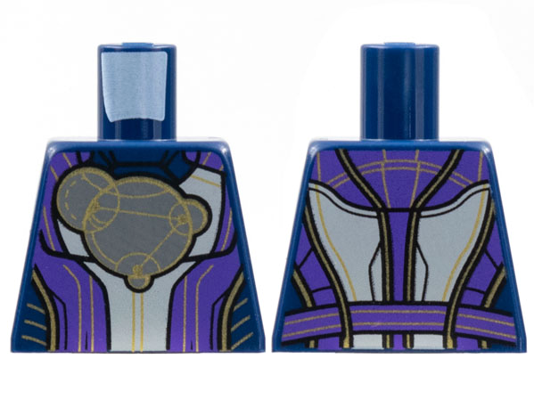 Lego Torso Armor, White Center Panel, Dark Bluish Gray Circles, Gold Piping, Dark Purple Trim Pattern / Dark Blue