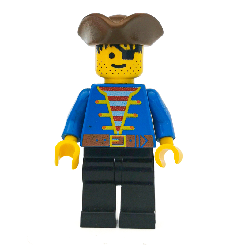 Lego Pirate - Blue Jacket, Black Legs, Brown Tricorne