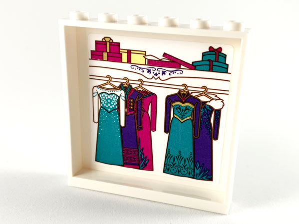 Lego Panel 1 x 6 x 5 with Elsa's Wardrobe Pattern (Sticker) - Set 41167 / White