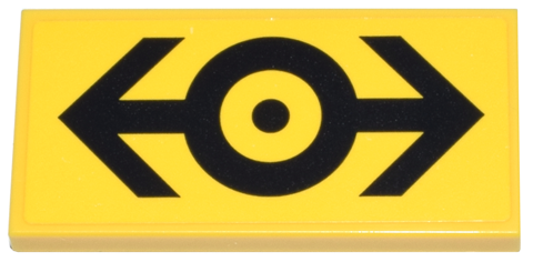 Lego Tile 2 x 4 with Black Train Logo on Yellow Background Pattern (Sticker) - Set 910002