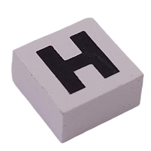 Lego Modulex Tile 2 x 2 with Black 'H' Print, Black Internal Lining, No Dot