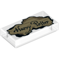 Lego Tile 1 x 2 with Parchment Scrap with 'Harry Potter' Print