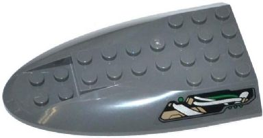 Lego Aircraft Fuselage Aft Section Curved Top 6 x 10 with Green and Silver Cables Pattern Model Right Side (Sticker) - Set 76009