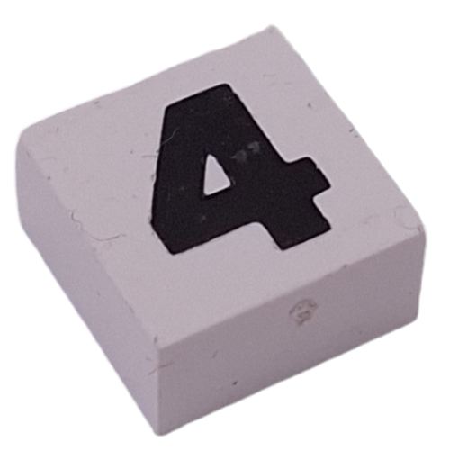 Lego Modulex Tile 2 x 2 with Black '4' Print, without Internal Supports