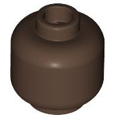 Lego Minifigure, Head (Plain) / Umber Brown