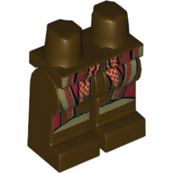 Lego Hips and Dark Brown Legs with Olive Green, Dark Red, and Gold Clothing Print / Dark Brown
