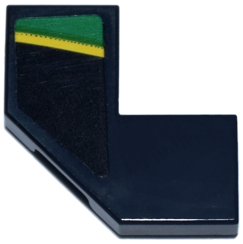 Lego Tile, Modified Facet 2 x 2 with Yellow and Green Stripe Pattern Model Left Side (Sticker) - Set 77245