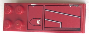 Lego Slope, Curved 6 x 2 with Black and Silver Lines Pattern Model Left Side (Sticker) - Set 6207 / Dark Red