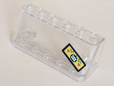 Lego Windscreen 2 x 6 x 2 with Robot Head and Hearts on Yellow Background Pattern (Sticker) - Set 41333