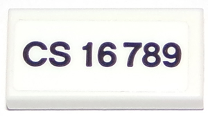 Lego Tile 1 x 2 with 'CS 16 789' Pattern (Sticker) - Set 75875