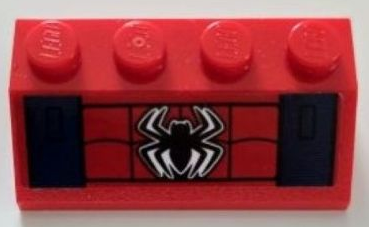 Lego Slope 45 2 x 4 with Black Spider, Webbing and Dark Blue Stripes Pattern (Sticker) - Set 76174