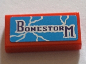 Lego Tile 1 x 2 with 'BONESTORM' Pattern (Sticker) - Set 71016