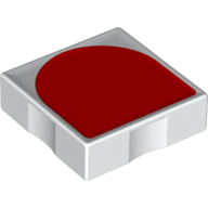 Lego Duplo Tile 2 x 2 with Shape Red Inverse Arch Print / White