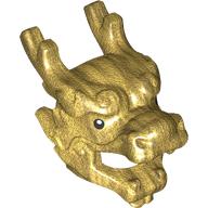 Lego Mask, Dragon with Horns and Black Eyes Print / Pearl Gold
