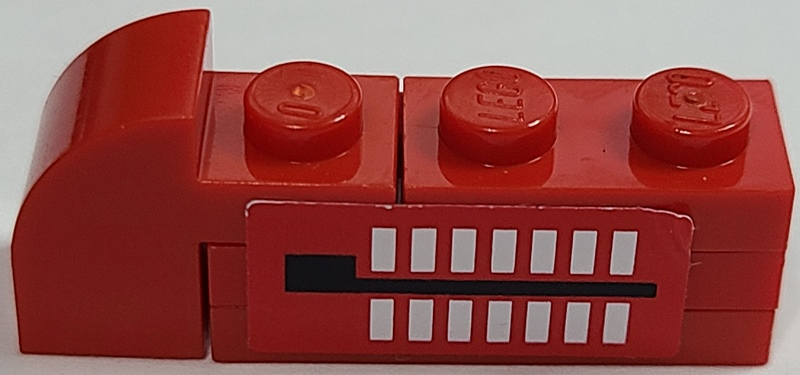 Lego Stickered Assembly 4 x 1 x 1 1/3 with White Rectangles and Black Line On Red Background Pattern Model Left Side (Sticker) - Set 2556