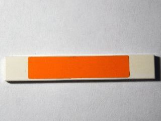 Lego Tile 1 x 6 with Orange Stripe Pattern (Sticker) - Set 10129 / White