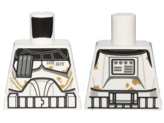 Lego Torso SW Armor Captain Rex, Dirt Stains and Tally Marks Pattern (Clone Wars) / White