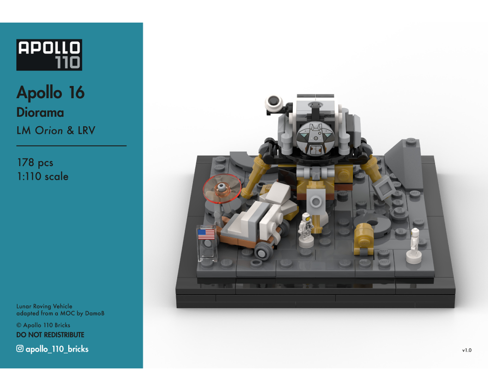 Lego Apollo 16 Diorama - LM 'Orion' & LRV [1:110 scale]