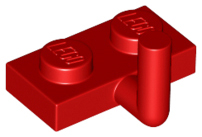 Lego Plate, Modified 1 x 2 with Bar Arm Up (Horizontal Arm 5mm) / Red