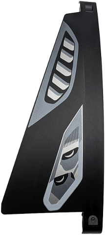 Lego Technic, Panel Curved #54 5 x 13 Tapered Left, Ridged with Silver and Light Bluish Gray Headlights and Air Vent Pattern
