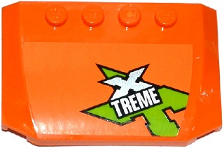 Lego Wedge 4 x 6 x 2/3 Triple Curved with Lime, Silver and White 'XTREME' Pattern (Sticker) - Set 60085