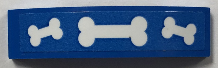 Lego Slope, Curved 4 x 1 x 2/3 Double with White Bones Pattern (Sticker) - Set 40479 / Blue