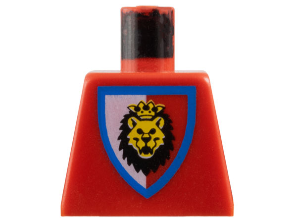 Lego Torso Castle Royal Knights Lion Head on Red/White Shield Pattern / Red