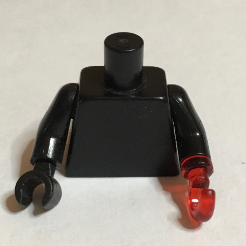 Lego Torso, Trans-Red Hook Left [Plain] / Black