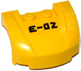 Lego Vehicle, Mudguard 3 x 4 x 1 2/3 Curved Front with 'E-02' Pattern (Sticker) - Set 60093 / Yellow