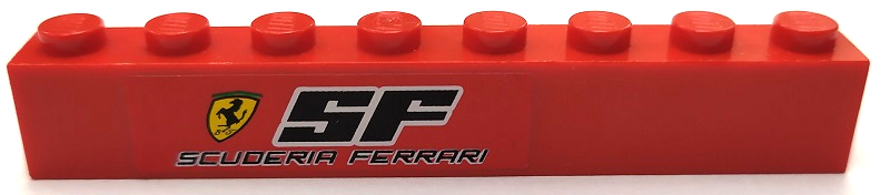 Lego Brick 1 x 8 with Ferrari Logo, 'SF' and 'SCUDERIA FERRARI' Pattern Model Left (Sticker) - Sets 8153 / 8155