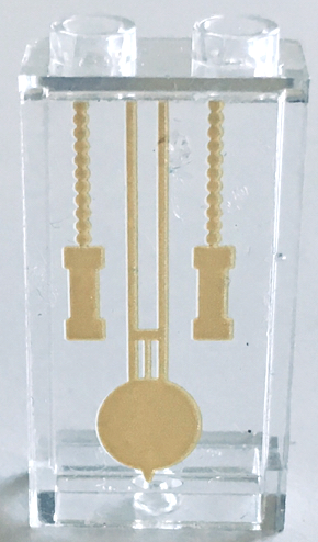 Lego Panel 1 x 2 x 3 with Side Supports - Hollow Studs with Gold Grandfather Clock Pendulum and Chains Pattern (Sticker) - Set 41068