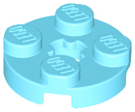 Lego Plate, Round 2 x 2 with Axle Hole / Medium Azure