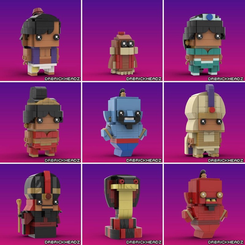 Lego Aladdin Custom Brickheadz Collection BUNDLE