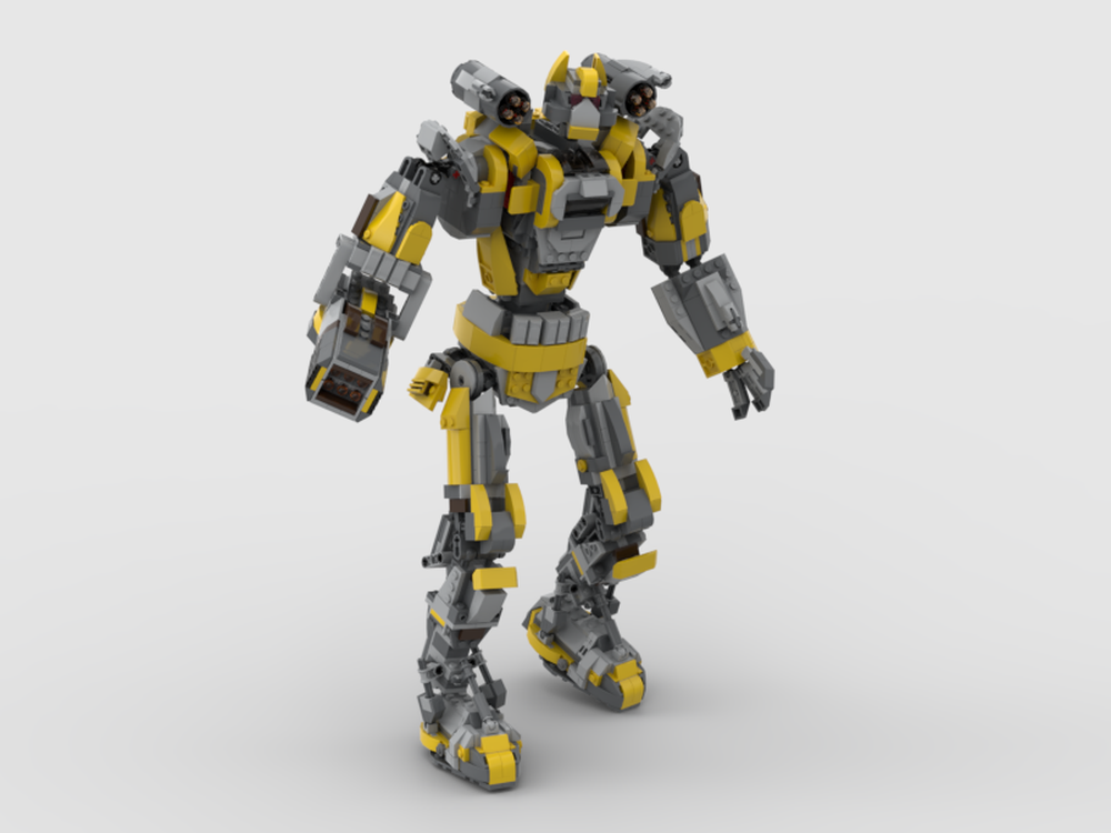 Lego Yellow Mecha with 6-shooter projectile launcher