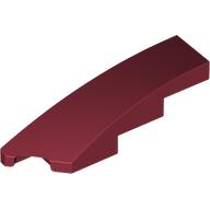 Lego Brick Wedged, Curved 1 x 4 with Stud Notch Left / Dark Red