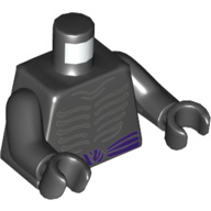 Lego Torso Armor, Dark Purple Sash Belt Print, Black Arms and Hands / Black