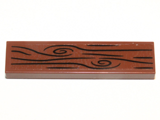 Lego Tile 1 x 4 with Wood Grain on Transparent Background Pattern (Sticker) - Sets 79003 / 79013 / Reddish Brown