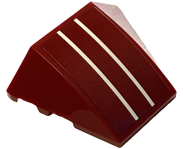 Lego Wedge 4 x 3 Triple Curved No Studs with 2 White Lines Pattern (Sticker) - Set 75378 / Dark Red