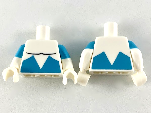 Lego Torso Black Muscle Contour with Medium Azure Angular Lower Panels Pattern / White Arms with Molded Medium Azure Short Sleeves Pattern / White Hands