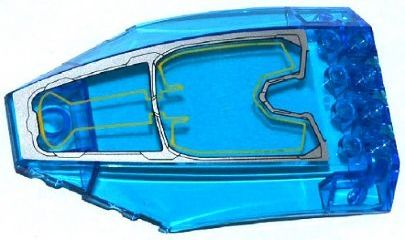 Lego Windscreen 10 x 6 x 2 Curved with Silver and Yellow Avengers Quinjet Pattern (Sticker) - Set 76032