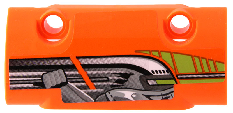 Lego Technic, Panel Curved 7 x 3 with 2 Pin Holes through Panel Surface with Silver and Lime Toyota Supra MK4 Door Mechanical Pattern Model Right Side (Sticker) - Set 42204