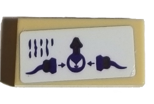 Lego Tile 1 x 2 with Dark Purple and Gold Crossbow Build Instructions with Writing and Arrows Pattern (Sticker) - Set 41193