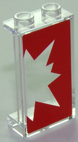Lego Panel 1 x 2 x 3 with Side Supports - Hollow Studs with Red Starburst Explosion Right Half on Transparent Background Pattern (Sticker) - Set 41235