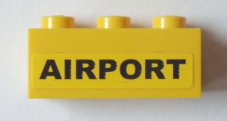 Lego Brick 1 x 3 with 'AIRPORT' Pattern (Sticker) - Set 3182