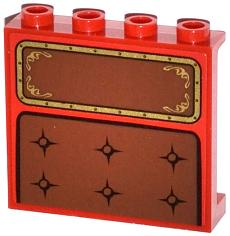 Lego Panel 1 x 4 x 3 with Side Supports - Hollow Studs with Seat Cushion and Headrest Pattern (Sticker) - Set 79108 / Red