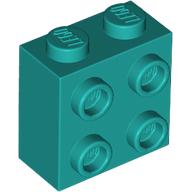 Lego Brick Special 1 x 2 x 1 2/3 with 4 Studs on 1 Side / Dark Turquoise