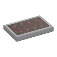 Lego Tile 2 x 3 with 8 Silver Squares and Reddish Brown Squares on Dark Brown Background Print