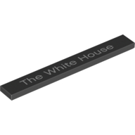 Lego Tile 1 x 8 with "The White House" Print / Black