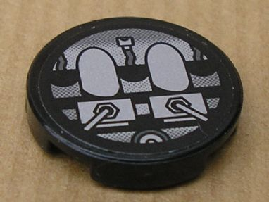 Lego Tile, Round 2 x 2 with Gray and Black Machinery Pattern (Sticker) - Set 8634